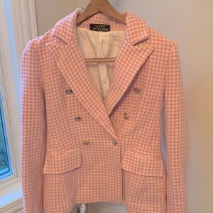 BARBIE CORE PINK GINGHAM KNIT BLAZER BRIT ROSE